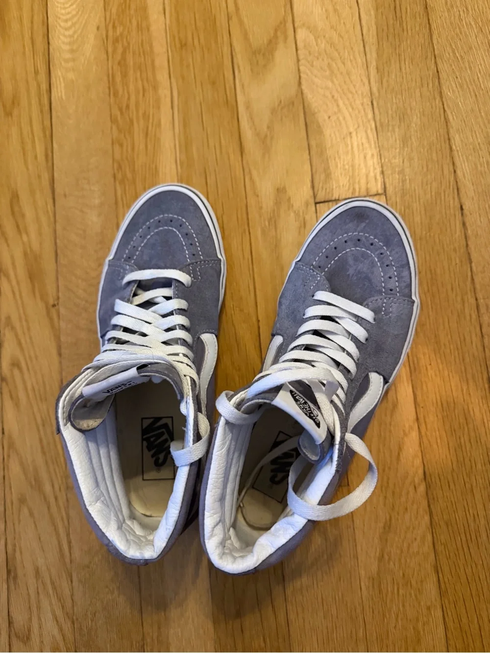 Vans Men's Sk8-Hi High Top Sneakers in Gray & White 7.5